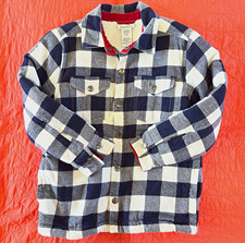 Tommy Bahama Youth M Blue/White Plaid Lined Button Front Shacket Jacket