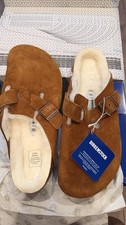 Birkenstock Boston VL Shearling Suede Leather Mink Men  s US 10 EU 43 New w/ Box