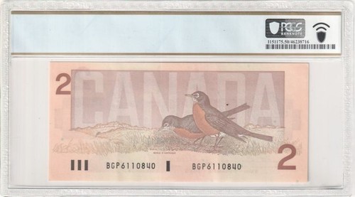 1986 $2 Bank of Canada Sign G.G. Thiessen & J.W. Crow About UNC 50PPQ - Picture 2 of 2