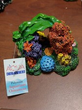 Volcanic Rock Tunnel Aquarium Ornament 2x w/ Plastic Plants on Resin Base New