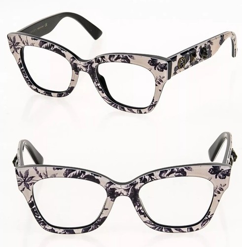GUCCI Little Tiger Stud 0060 Black Herbarium Floral Print Brille GG0060O