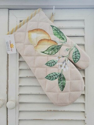 CLAYRE & EEF Topflappen OFENHANDSCHUH ''ZITRONENGARTEN'' 30x18cm beige Baumwolle