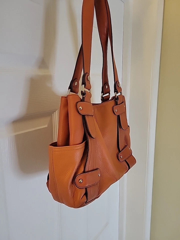 Tignanello 女式 Burnt 橙色完美镶嵌购物包单肩包 M 码  — 第 4/4 张图片