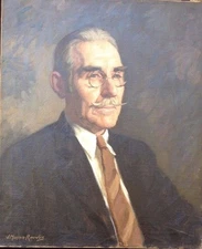 Vintage Portrait Painting Listed Signed J Mason Reeves Jr Elegant Man Mustache