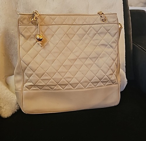 Chanel -  Authentic Vintage  Champagne Colored Matasse Satin & Lambskin bag 