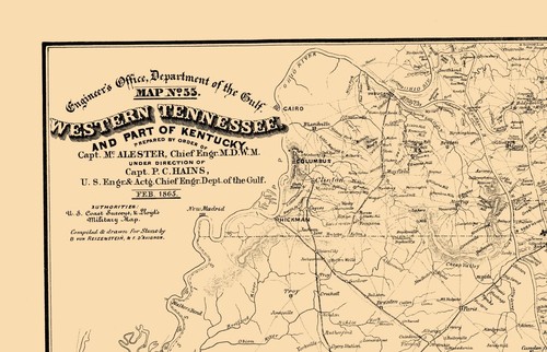 Mapa histórico del estado - Tennessee West Kentucky - Von Reizenstein 1865 - 23 x 35 - Imagen 2 de 20