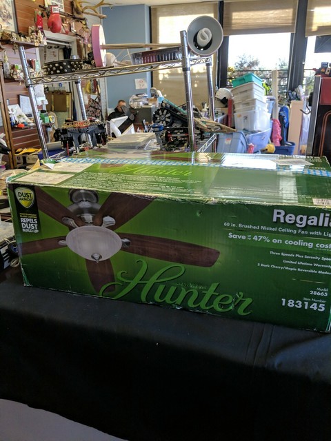 Hunter Regalia 60 Brushed Nickel Ceiling Fan With Light 28665 For