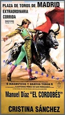 Plaza de Toros Cristina Sanchez Madrid Spain Vintage Poster Print Bullfighting