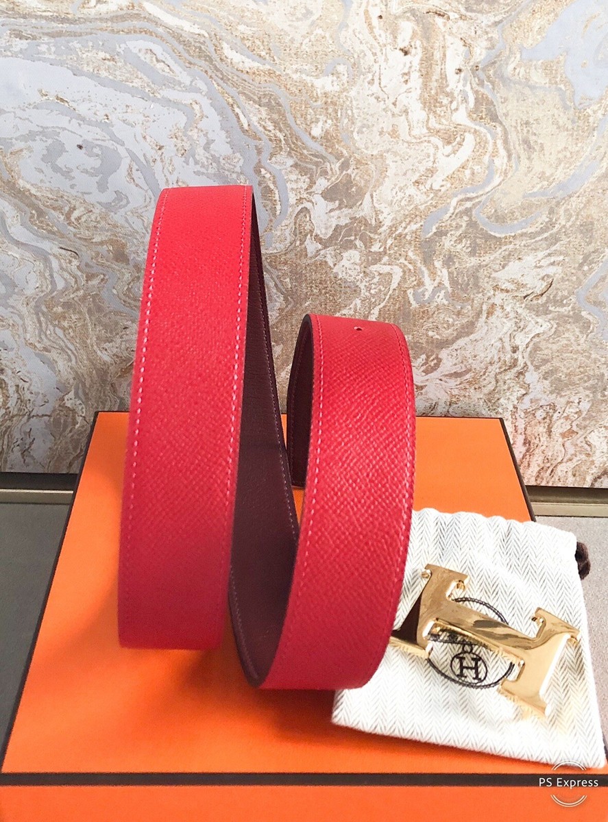 Hermès Swift Epsom Casaque Rouge H 32mm Reversible Belt Sz 85 | eBay