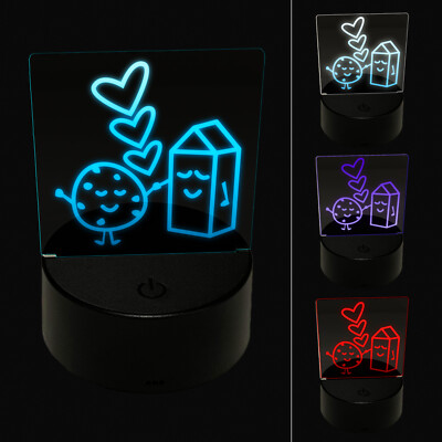 Cookies and Milk Best Friends Hearts Love BFF LED Night Light Sign Lamp