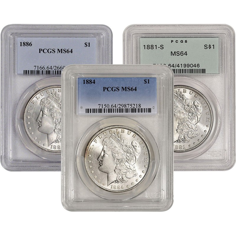 US Morgan Silver Dollar $1 - PCGS MS64 - Pre 1921 Random Date and Label