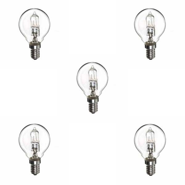 Low Energy Halogen G45 18W (equivalent to 25 watt) E14 clear 5 pack