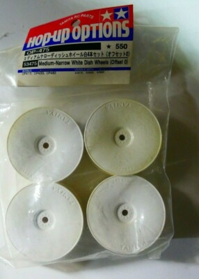 Tamiya Hop Up Optionen # 53475 Medium-Narrow White Dish Wheels Offset 0 (faded)