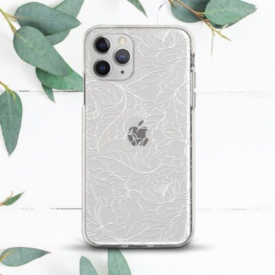 White Flowers Line Art Floral Clear Case For iPhone X SE 11 12 13 14 15 Pro  Max | eBay