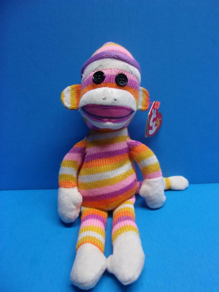 rainbow sock monkey beanie baby