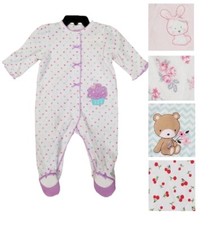 Little Me Girls 1 Piece Snap Button Sleeper Various Designs
