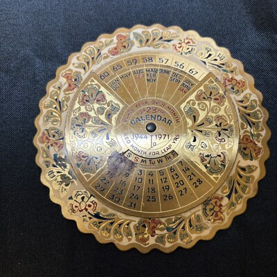 Vintage Brass Perpetual Calendar 28 Years 1944 To 1971 