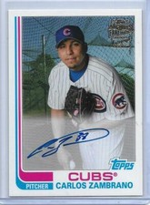 2021 TOPPS ARCHIVES FAN FAVORITES CARLOS ZAMBRANO AUTO SIGNED CHICAGO CUBS