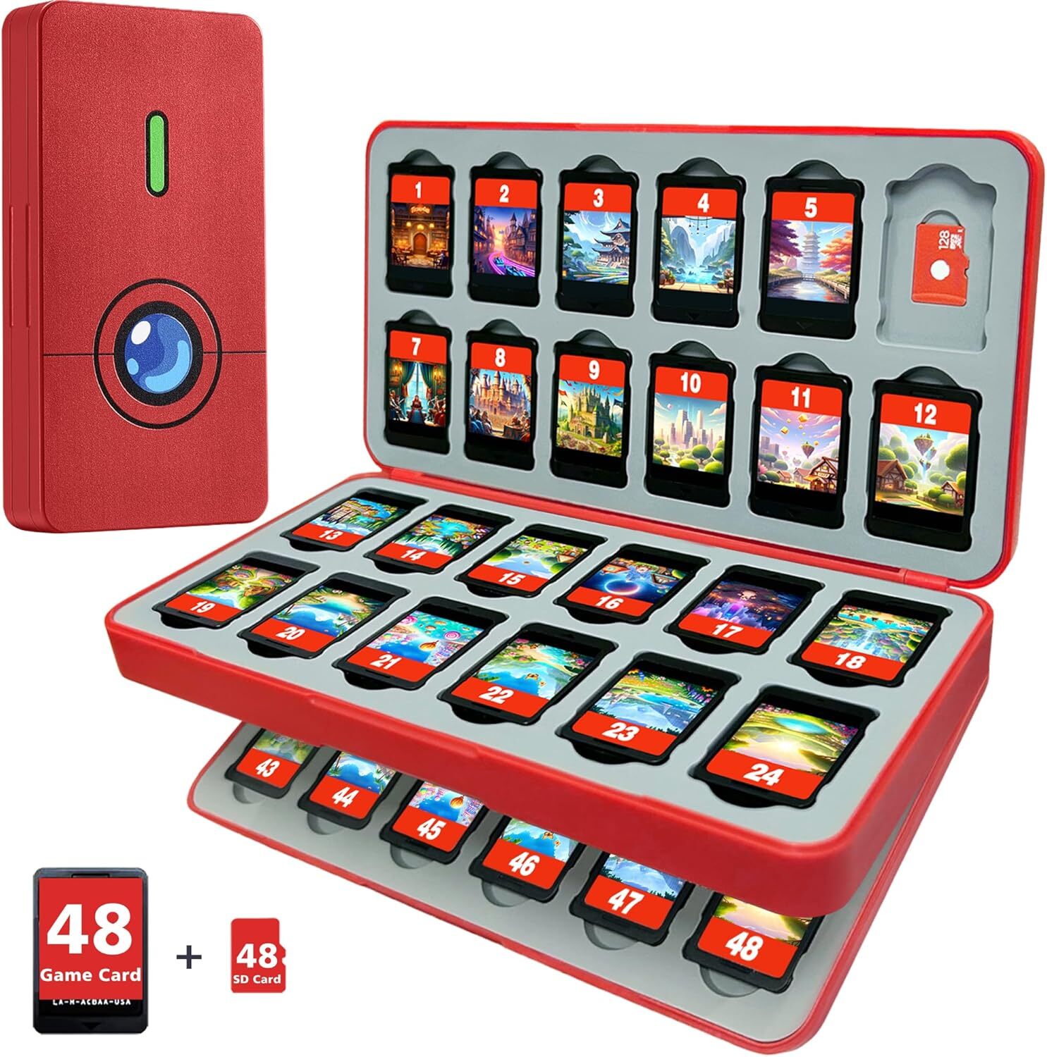 Nintendo Switch Game And Micro SD Cards 48PCS Holder Portable Cartridge  Case-image