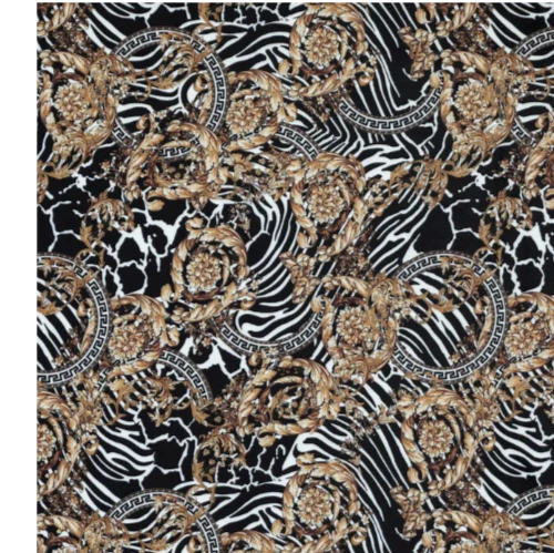Tessuto biancheria da letto in velluto VERSACE bianco nero stampa animale zebra giraffa
