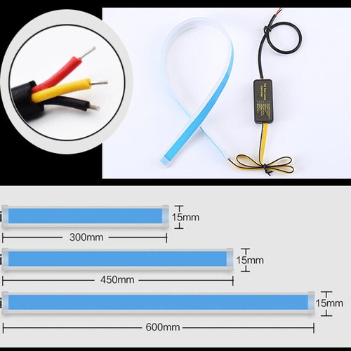 2x Striscia LED Flessibile Impermeabile Bianco Turn Ambra Tubo LED Segnale di Rotazione Faro DRL - Foto 11 di 17