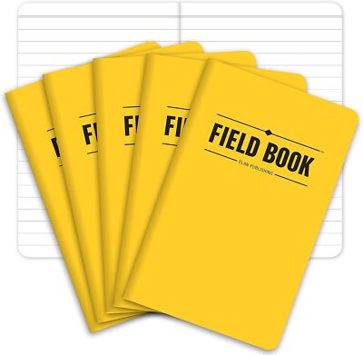 Field Notebook/Pocket Journal - 3.5''x5.5'' - Yellow - Lined Memo Book - Pack of 5