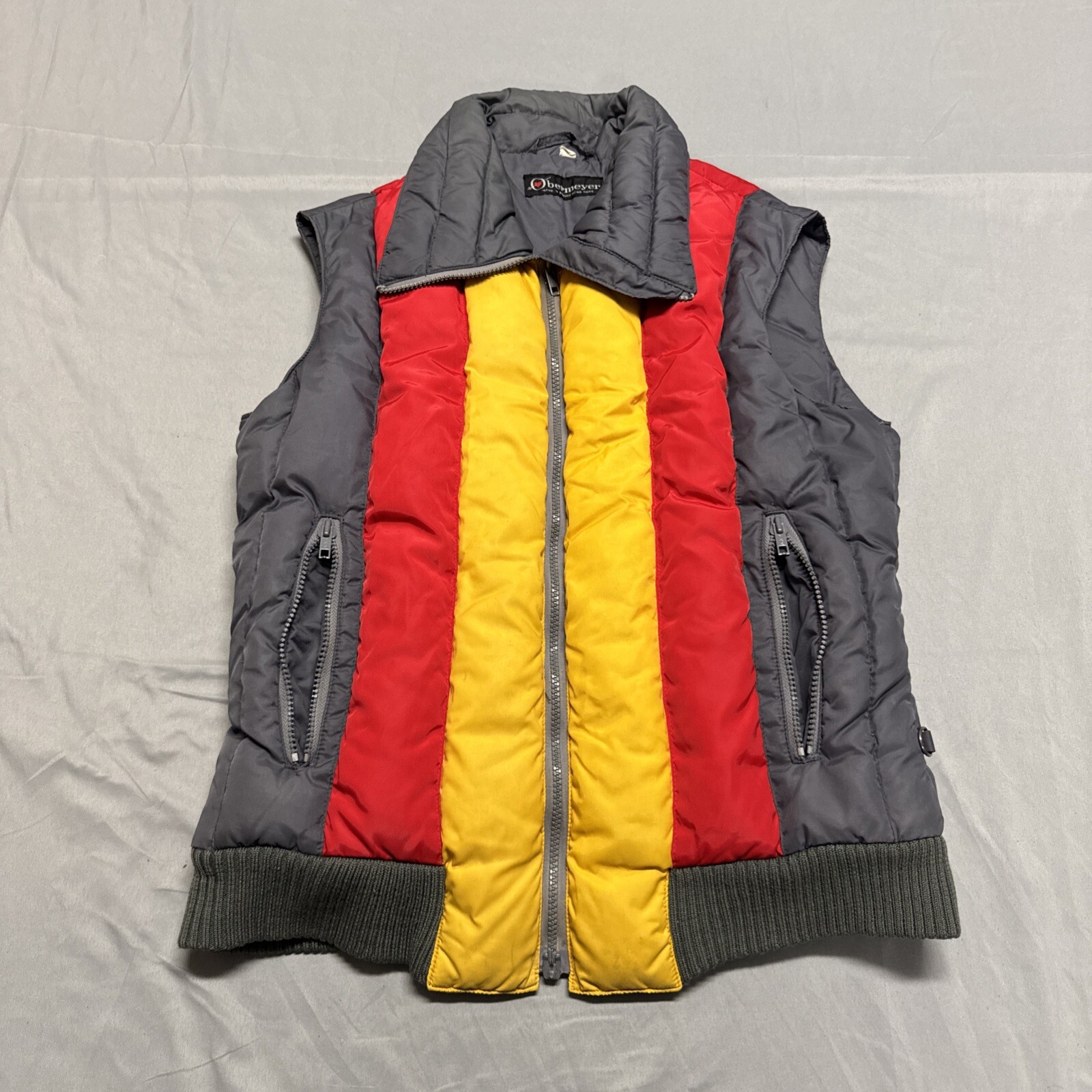 Vintage Obermeyer Down  Puffer Vest Mens Medium Multicolor