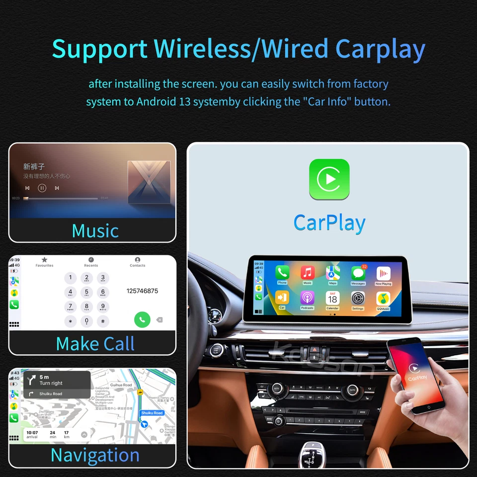 12.3" Android13 Carplay Screen Monitor Car Stereo Upgrade For BMW X5 F15 X6 F16 - Image 3 of 4