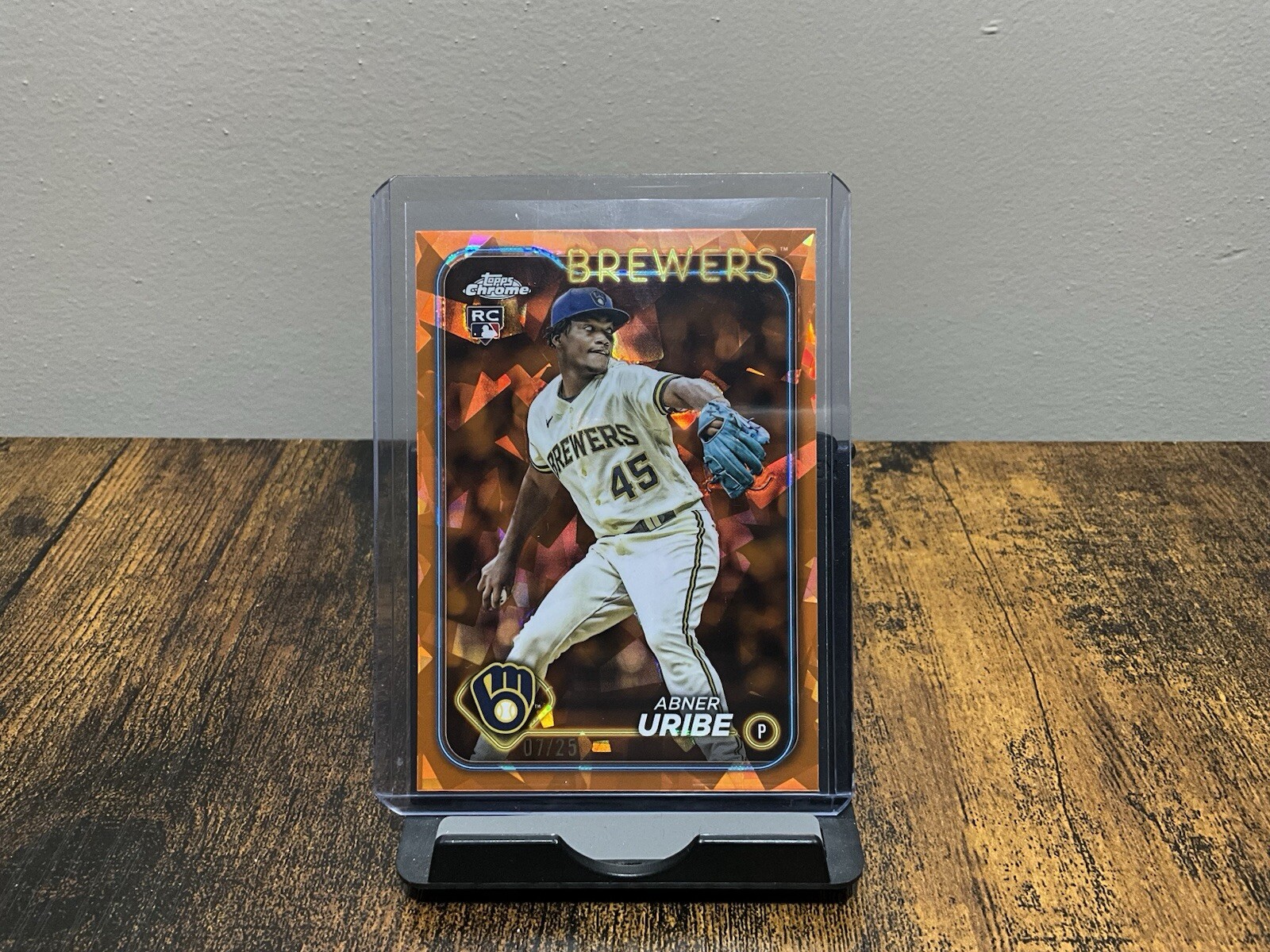 2024 Topps Chrome Sapphire Abner Uribe #310 Orange Sapphire /25 RC Brewers SP