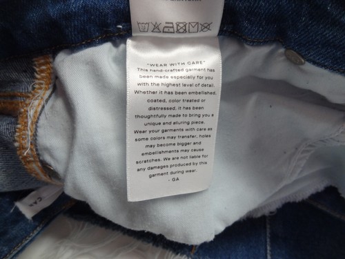 Good American 15x27 Curve High Waist Raw Frayed Hem Crop Stretch Indigo GCST144T - Picture 6 of 13