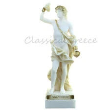 Statue Ancient Greek God Dionysus Alabaster 9" - 23cm Cast Marble Bacchus