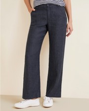 CLASSIQUES ENTIER Linen Blend Straight Leg Dress Pants in Navy size 6