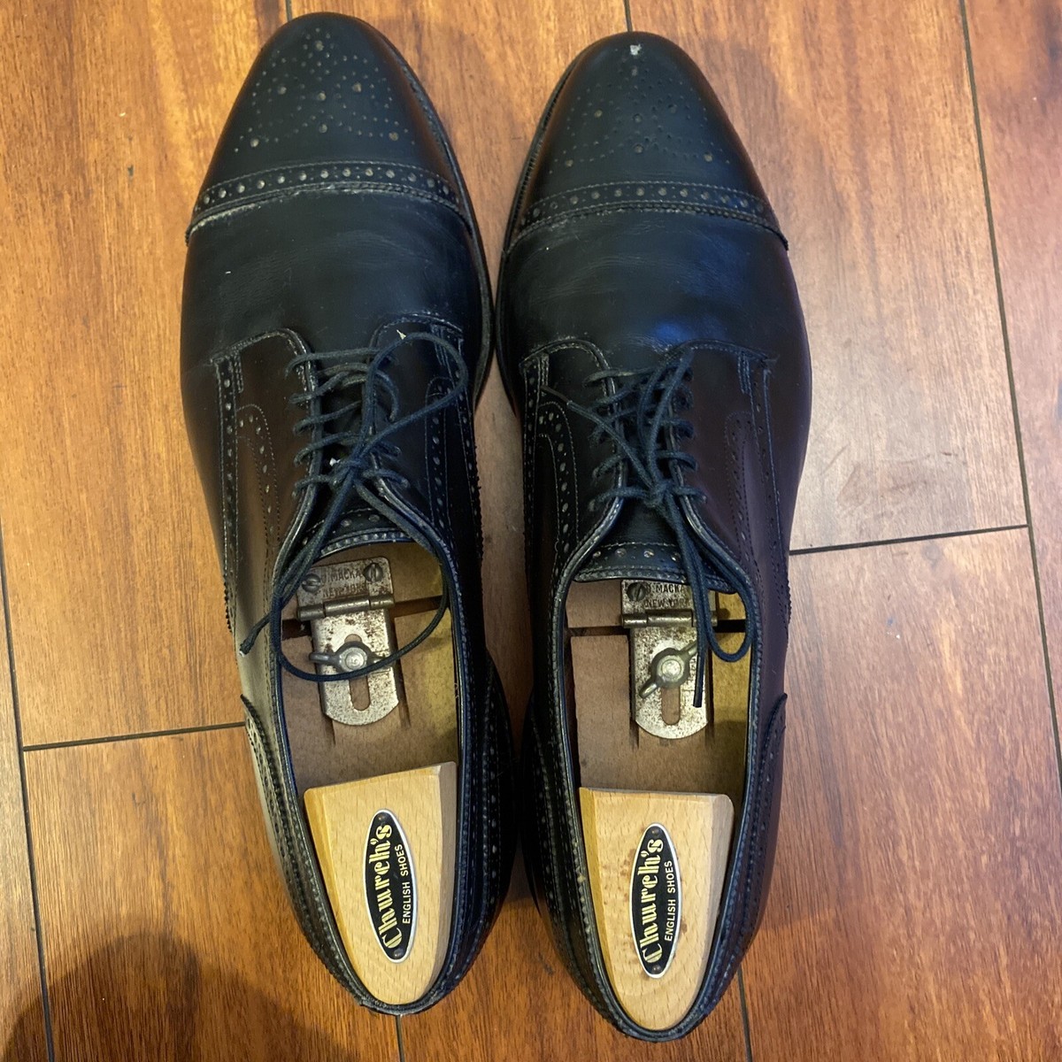 Allen Edmonds Sanford Black Cap Toe Oxfords Size 13A USA Dress Shoes w/ Box Allen Edmonds Sanford Cap Toe Black Leather Oxford Dress  main image 4