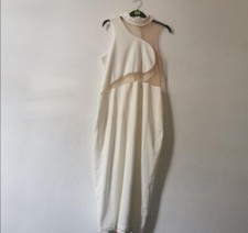 White & Nude Mesh Zip Dress 14 Worn Once