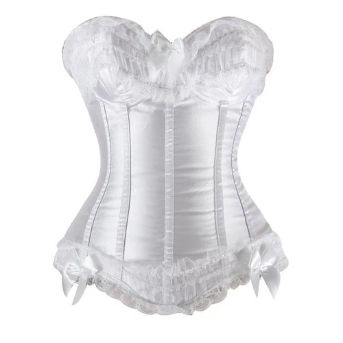 Sexy Corsés Superpuestos de Encaje Satinado Bustiers Leopardo Sobre el Busto Corsé Lencería Top Foto 2 de 4