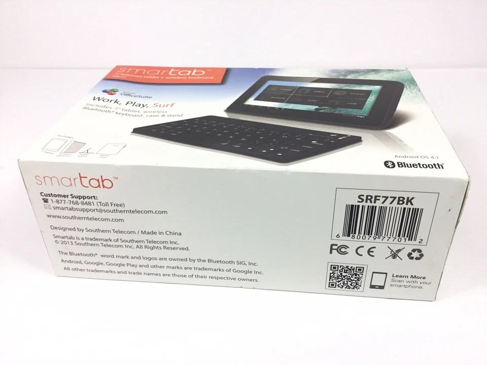 Smartab 7" Internet Tablet SRF77BK W/ Wireless Keyboard Carry Case Stand Black - Image 2 of 4