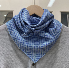 100 Silk twill 26" square Scarf Men Women neckerchief Wrap plaid blue SC121-H