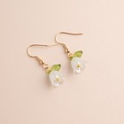 Cute Delicate White Bluish Flowers Leaf Hook Dangle Drop Earrings Jewellery Gift