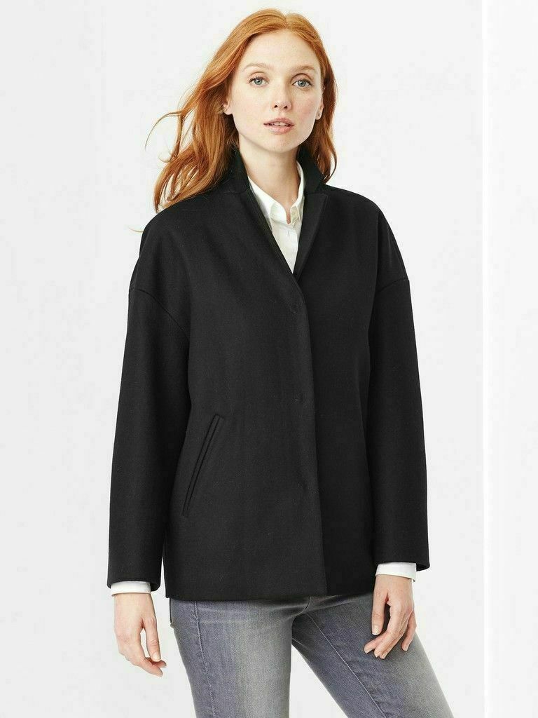 NWT Gap Drop Shoulder Wool-Blend Coat Jacket, BLACK SIZE MT