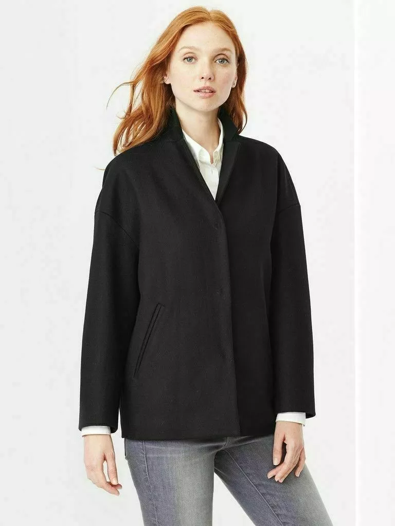NWT Gap Drop Shoulder Wool-Blend Coat Jacket, BLACK SIZE MT M T #989435 W0401H