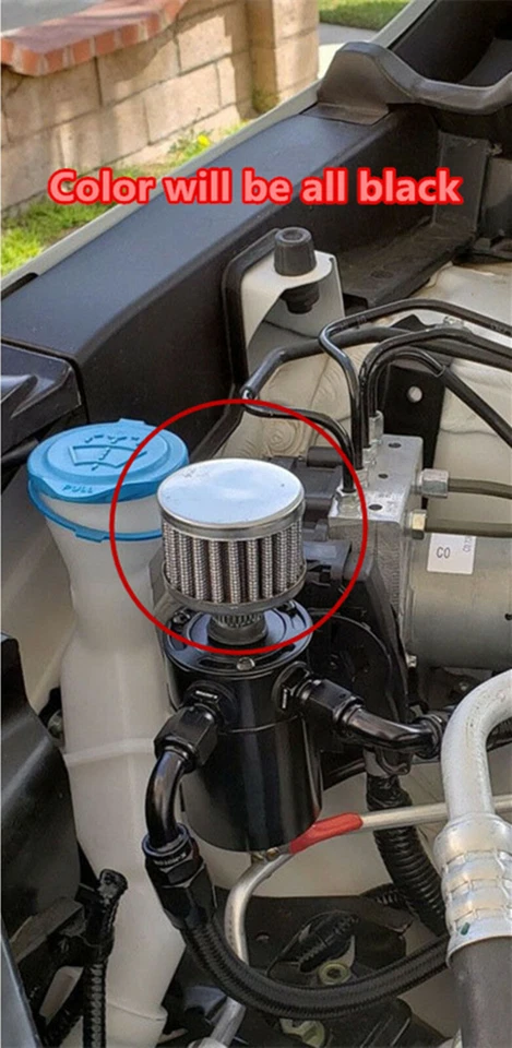 2-Port Aluminum Oil Catch Can Tank Reservoir w/Drain Valve&Breather Filter Black - Изображение 3 из 4