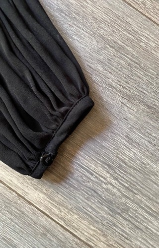 River island blouse swing pleated plisse long sleeve frill chiffon black uk 12 - Picture 22 of 24