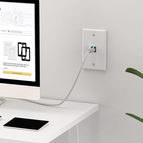 (Pack de 2) Plaque Murale Ethernet, Plaque Murale Jack Keystone 1 Port avec Clé RJ45 - Photo 2/6