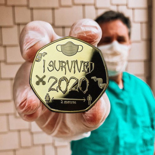Hard Years Commemorative Memorial I Survived 2020 Home Collectible Alloy Coin - Picture 3 of 7