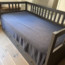 MUJI Cotton Linen Double Gauge Blanket Navy Approx 54”x 74”