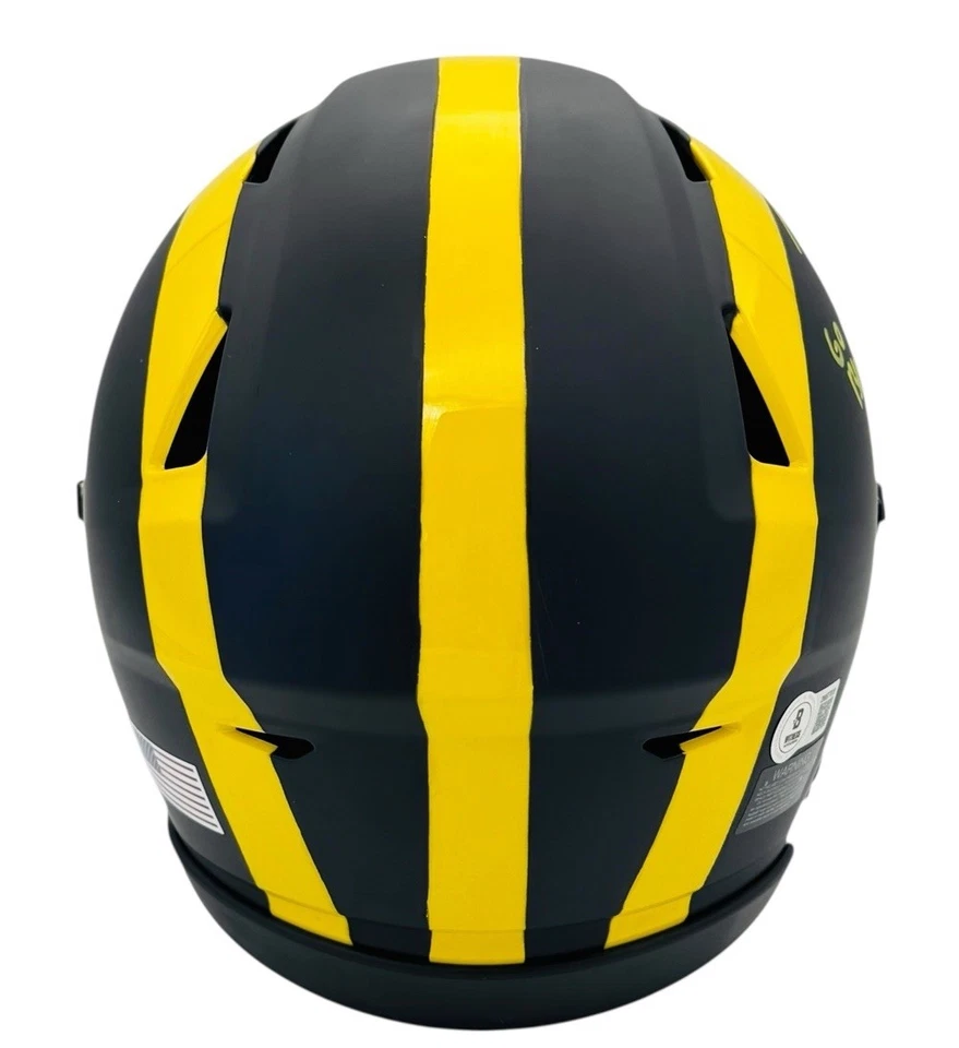 JUSTICE HAYNES MICHIGAN WOLVERINES SIGNED MIDI SPEED FLEX HELMET SPEED BECKETT - Image 2 of 4