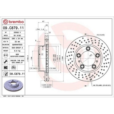 2X Brembo Bremsscheibe Vorderachse Prime Line - Uv Coated für Porsche