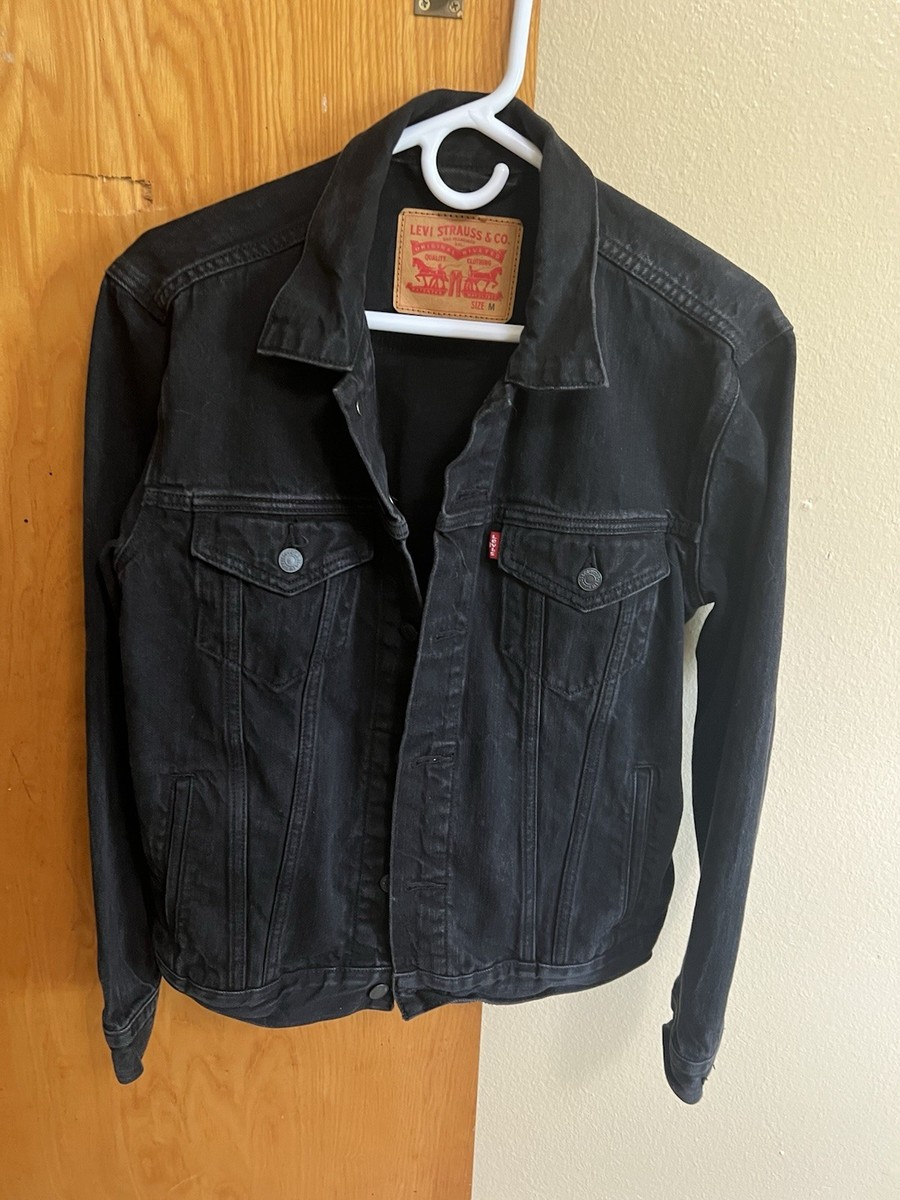 Levi's 72334-0144 Black Denim Trucker Jacket Men's M Slim Fit Soft