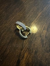 Genuine Natural Diamond Huggie Hoops Yellow Gold Over Sterling silver 0.25ct