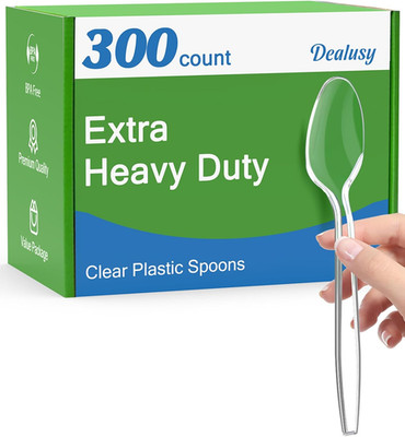 300 Count Clear Plastic Spoons Disposable, Bpa-Free, Heat Resistant, Solid and D